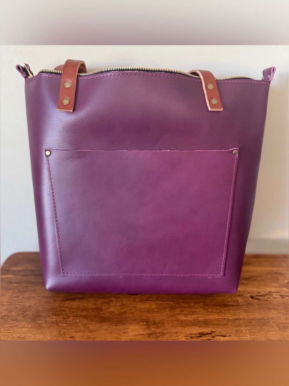 Portland Leather Goods Medium Zip Tote in Lollipop BNNU - Picture 3 of 9